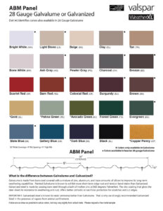 AB Martin Roofing Supply Color Chart