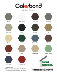 Everlast Roofing Colorbond Color Chart