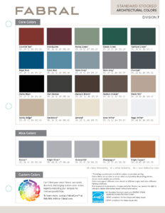 Fabral Standard Stocked Architectural Color Chart