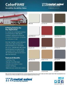 Metal Sales Manufacturing Color Fit 40 Color Chart