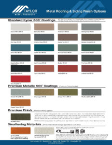 Taylor Metal Products Kynar 500 Color Chart